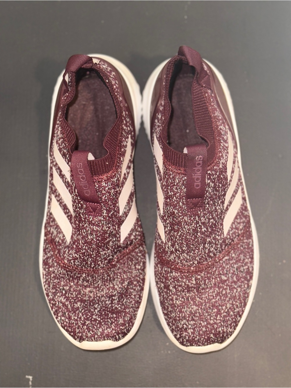 adidas Slip-On Knit Sneakers in Burgundy
